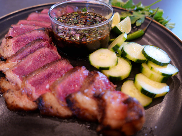 Crying Tiger NY steak With Nam Jim Jeaw Dippung Sauce
